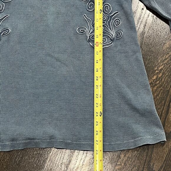 Soft Surroundings Camden Tunic Top Women’s Large Blue Embroidered Waffle Knit - Picture 6 of 7